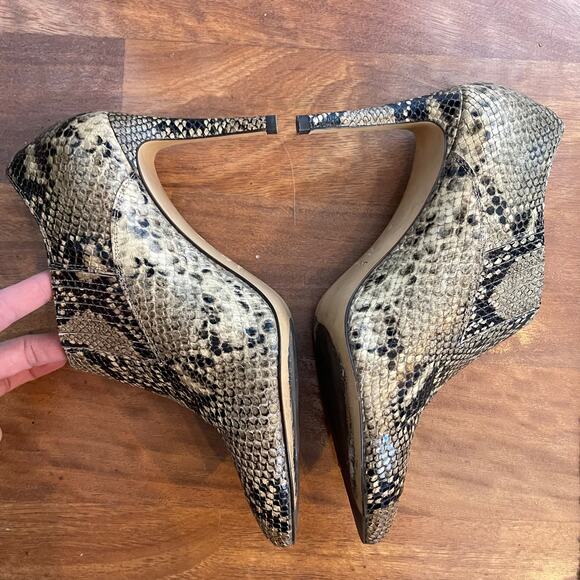 INEZ Marisol 90 in Natural Snake Emboss Ankle Boot Bootie Sz 9 Tan Black Python - Picture 11 of 16